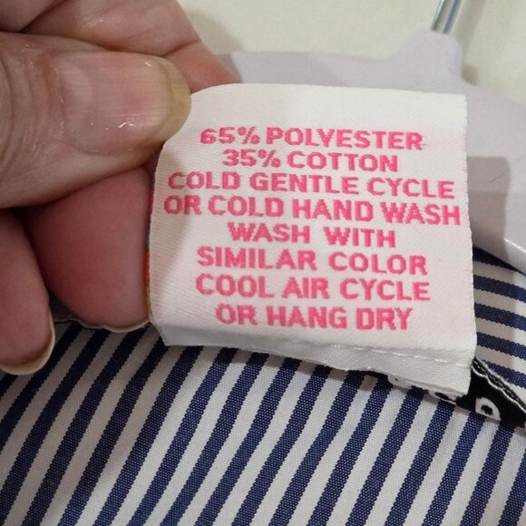 Gretchen Scott Priss Blouse Striped Shirt XL Navy White Button-Down Bell Sleeves - Picture 8 of 10